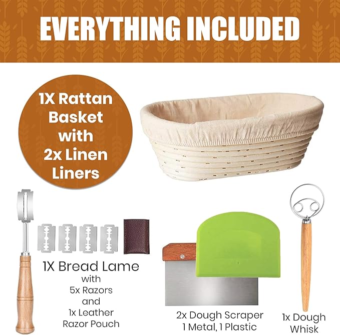Bread Proofing Basket Set Sourdough Proofing Basket oval Proofing Bowls (Oval Proofin basket 10PCS),sourdough bread baking supplies proofing baskets,banneton proofing basket 9"