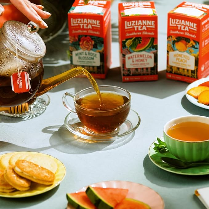 Luzianne Southern Blends Watermelon & Honey Flavored Herbal Tea Bags, 18ct Box (Pack of 6)