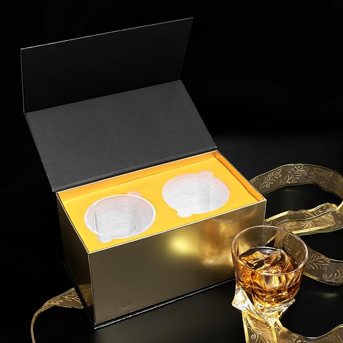 KANARS Old Fashioned Whiskey Glasses with Luxury Box - 10 Oz Twisted Liquor Tumblers for Scotch, Bourbon, and Cocktail Drinks - Set of 2 - Men Gift for Housewarming Birthday Anniversary