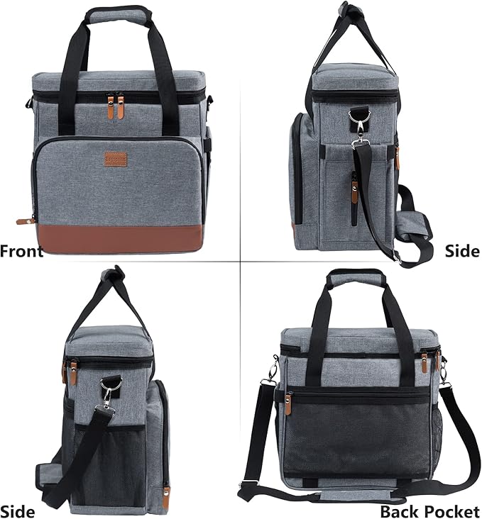 BAGSPRITE Coffee Maker Travel Bag Compatible with Keurig K-Mini or K-Mini Plus, Single Serve Coffee Brewer Carrying Case with Multiple Pockets for K-Cup Pods, Storage Bag With Shoulder Strap Grey