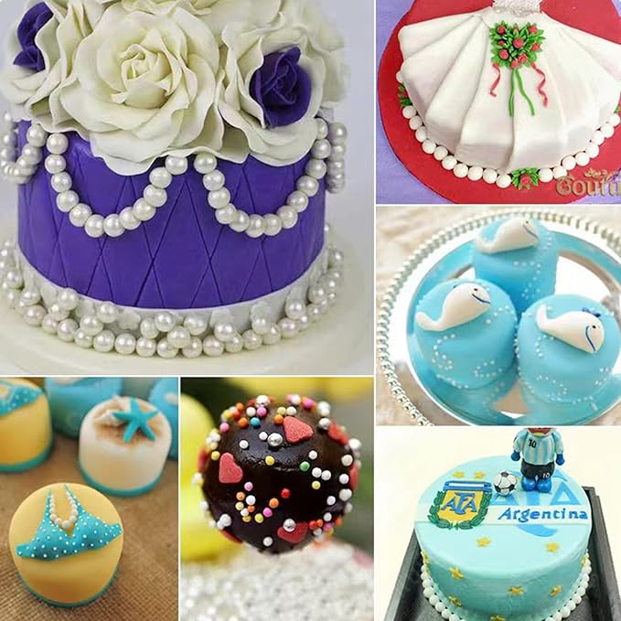 Sentovac 14mm White Pearl Sprinkles Large Edible Cake Decorating Sugar Candy Cookie Cake Cupcake Topper Ice Cream Baking Decorations Halloween Christmas Valentines Wedding Supplies