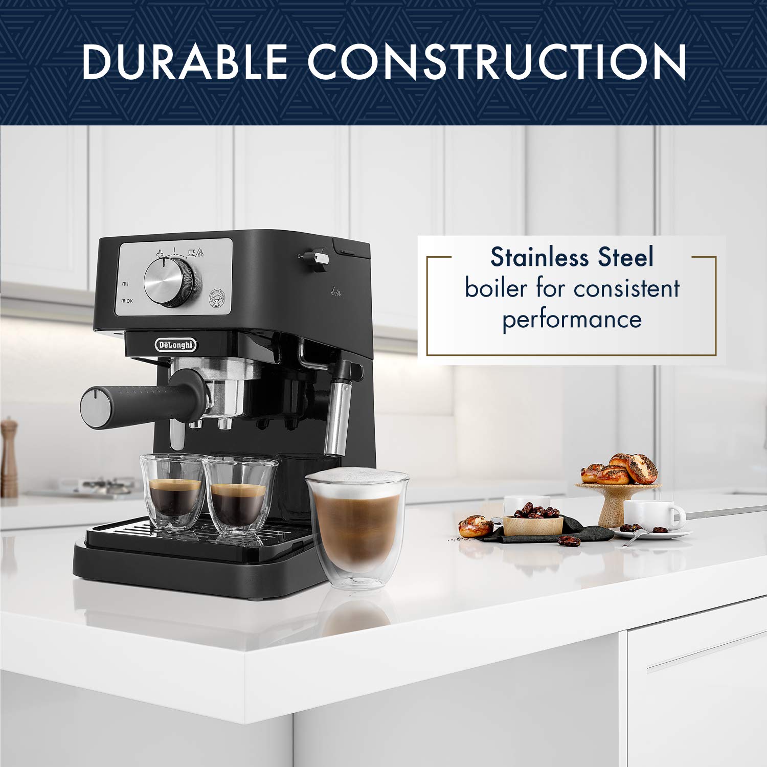De'Longhi Stilosa Compact Manual Espresso Machine, Manual Milk Frother