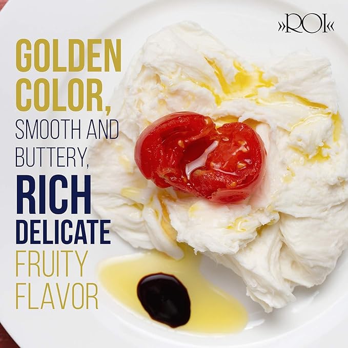 ROI Italian Extra Virgin Olive Oil - Made From Ligurian Taggiasca Oilves - High Polyphenol - DOP Certified - Fresh Cold Pressed in Italy - Low Acid - NO PESTICIDES NO GMO - 16.9 fl oz 500ml