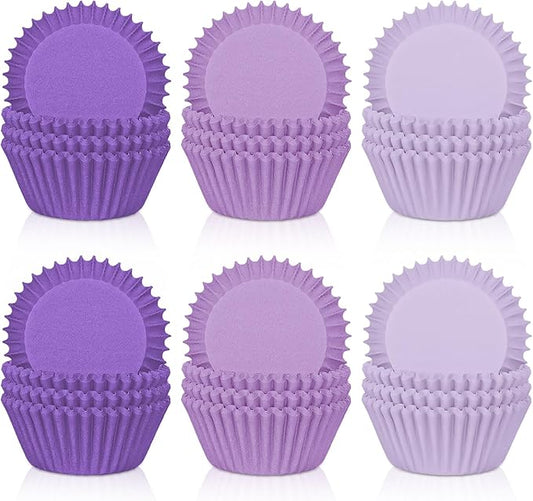 Whaline 600Pcs Purple Cupcake Liners Gradient Purple Baking Cups Cupcake Wrappers Muffin Liners for Celebration Gathering Wedding Bridal Shower Birthday Party Supplies Decor