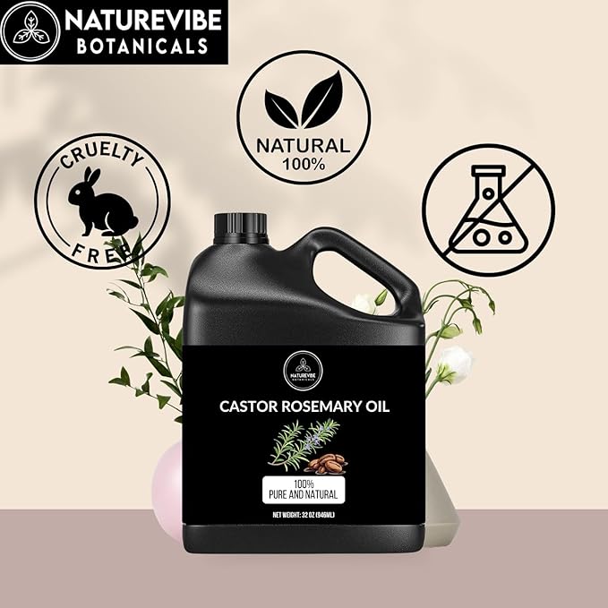 Naturevibe Botanicals Fractionated Coconut Oil 32oz and Castor Rosemary Oil 32oz | Oil Combo