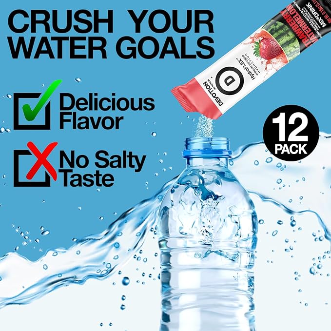 Devotion Nutrition HydroFLEX Water Flavoring Packets ??Sugar-Free Hydration with Vitamins & Electrolytes ??Dye-Free, Gluten-Free (Strawberry Watermelon) 12-Pack Drink Mix