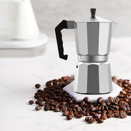 12 CUP Silver Moka Pot Stovetop Espresso Maker Italian Classic Cafe Percolator Maker for Home Camping Travel Use (SILVER,12cup/600ml/20oz)
