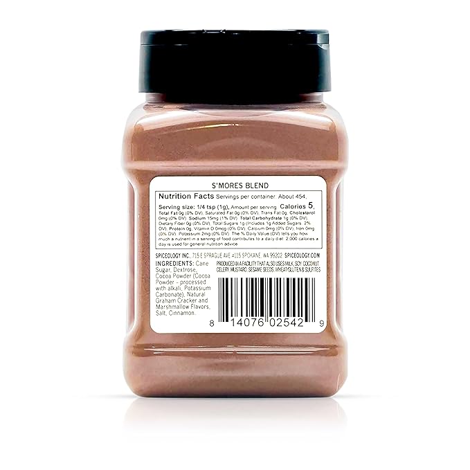 Spiceology ??S'mores Seasoning ??Sweet Spice Blend of Chocolate, Graham Cracker & Marshmallow Flavors ??Perfect for Desserts, Baked Goods, and Beverages ??16 oz