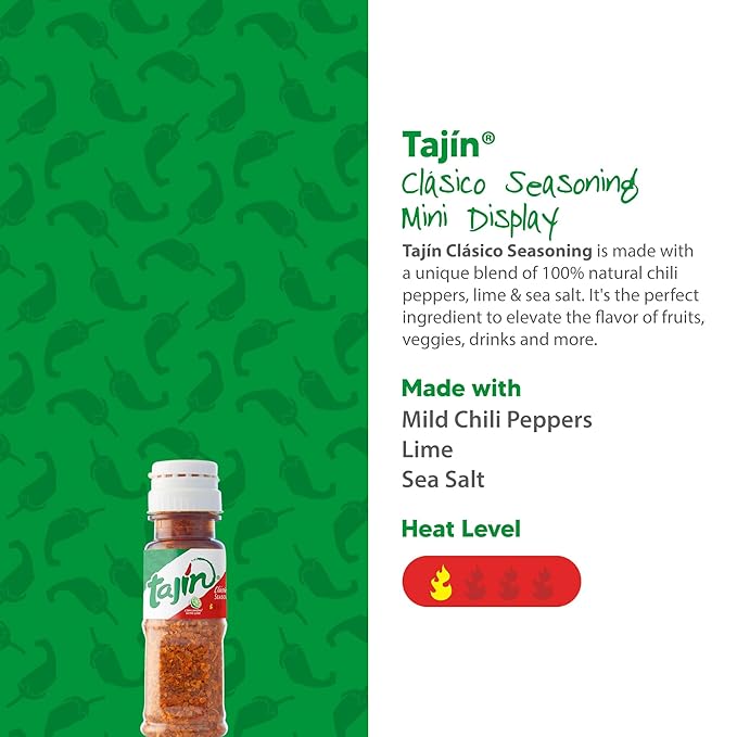Tajín Clásico Chile Lime Seasoning Mini Display 0.35 oz, 40 Mini Bottles (Pack of 2)
