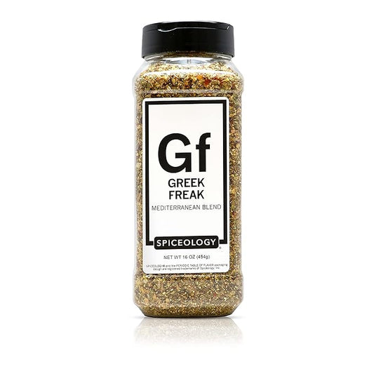 Spiceology ??Greek Freak Mediterranean Seasoning ??Greek Herbs & Spices for Chicken, Potatoes, Salad, Gyros, Pasta & Pizza ??Fresh-Ground, Chef-Crafted Mediterranean Blend ??16 oz