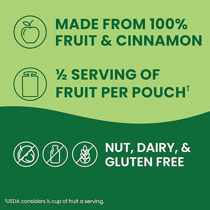 GoGo squeeZ Applesauce and Fruit Puree, Apple Cinnamon, 3.2 oz (Pack of 48), Unsweetened Fruit Snacks for Kids, Gluten Free, Nut Free and Dairy Free, Recloseable Cap, BPA Free Pouches