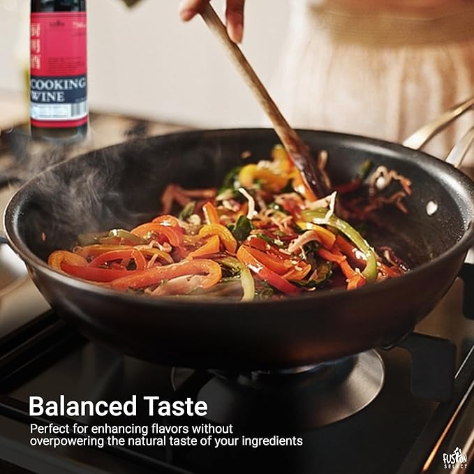 Fusion Select Authentic 750ML Chinese Cooking Wine - Traditional Hand-Brewed Shaoxing Rice Wine for Marinades, Deglazing, Stir Fries, Soups, Stews, Asian-Inspired Dishes - 25 Servings per Bottle
