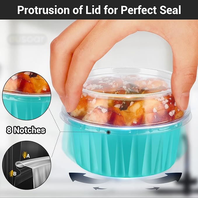 EUSOAR Aluminum Baking Cups with Lids, 30pcs 5oz Disposable Aluminum Foil Ramekins Cupcake Baking Cups Containers Wrappers Dessert Cups with Lids, Mini Aluminum Cheesecake Pan Creme Brulee Ramekins