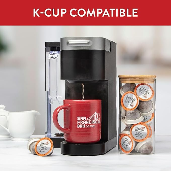 San Francisco Bay Compostable Coffee Pods - DECAF French Roast (80 Ct) K Cup Compatible including Keurig 2.0, Dark Roast, Swiss Water Processed