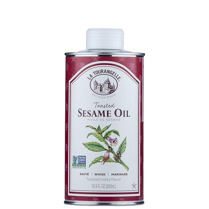 La Tourangelle, Toasted Sesame Oil, Great for Cooking, Add to Noodles, Stir-Fry, Vegetables, Vinaigrettes, and Marinades, 16.9 Fl Oz