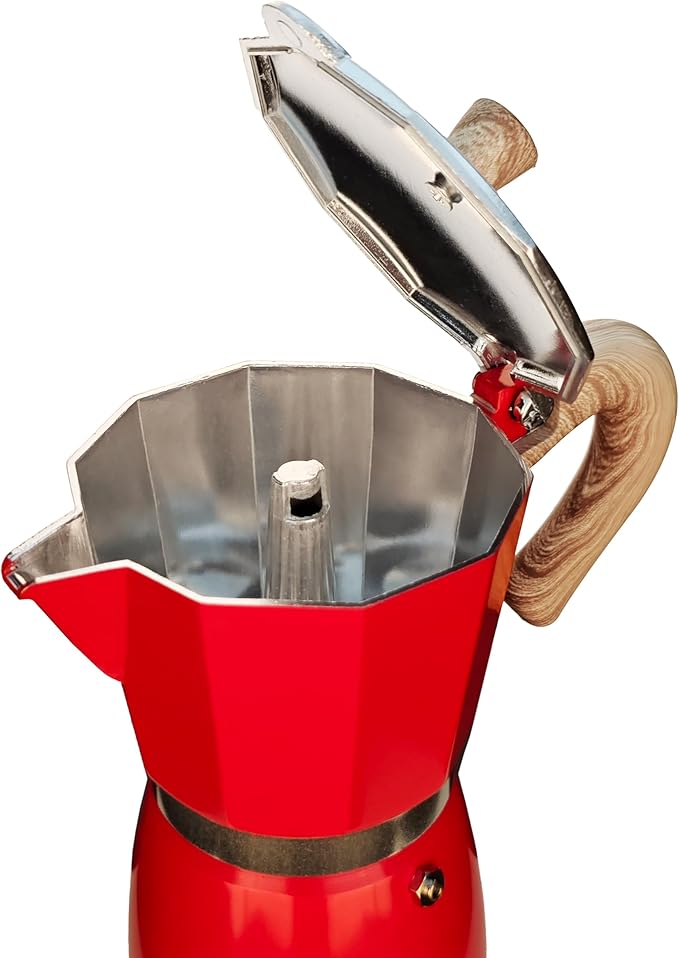 AGOGO Milano Moka Pot, Stovetop Espresso Maker, Greca, Coffee Percolator, Turkish Coffee Maker with Paper Filter 6 Cup Red