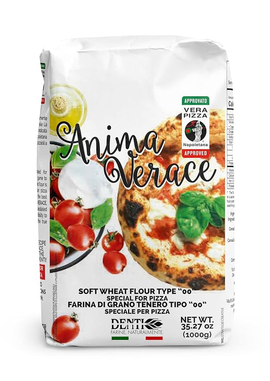 Anima Verace - Flour for Pizza Napoletana (00 Pizza Flour, Non-GMO, Kosher, All Natural, UnBleached, 100% Italian Soft Wheat) 2.2 Lb.