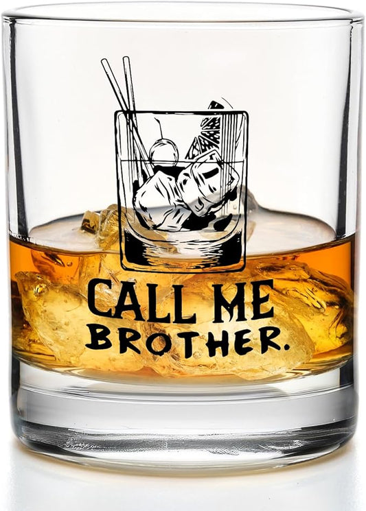 Brother Gifts Whiskey Glasses 10 oz, Gifts for Adult Older Brothers, Funny Old Fashioned Rocks Glasses for Men Drinking Scotch Bourbon Cocktail Liquor Vodka