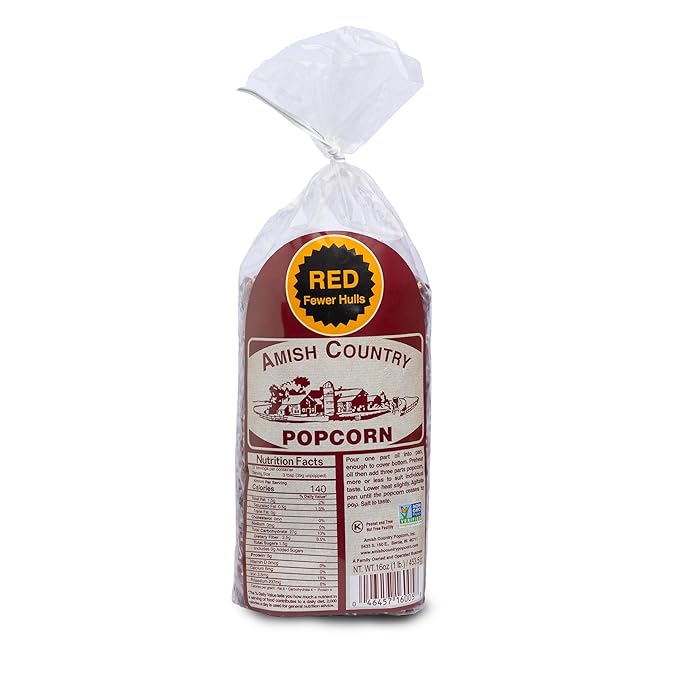 Amish Country Popcorn | 1 lbs Bag | Red Popcorn Kernels | Old Fashioned, Non-GMO and Gluten Free (Red - 1 lbs Bag)