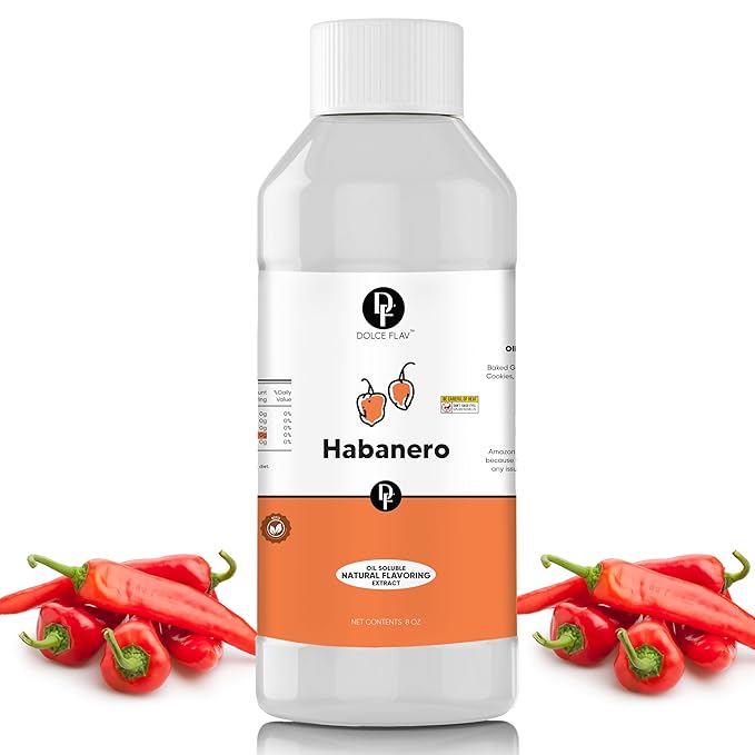 Dolce Flav Natural Habanero Extract (Oil-Soluble) 8 oz ??Kosher, Sugar-Free, Concentrated Spicy Habanero Flavoring for Savory Dishes, Sauces & Confections, Includes Measured Dropper