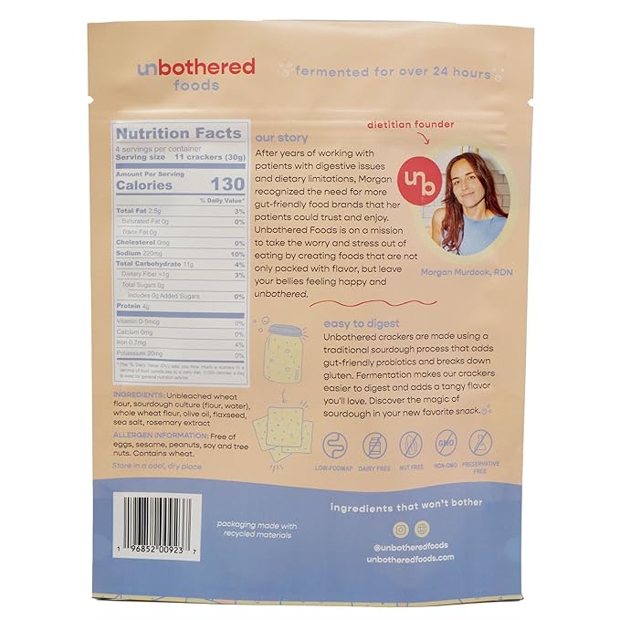 Unbothered Foods Sourdough Crackers - Gut-Friendly & Easy to Digest, Non-GMO, No Added Sugar, Nut-Free, Perfect for Cheese & Snacks, 100% Naturally Fermented - 3 Flavor Variety Pack