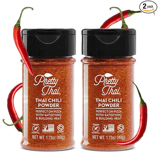 Pretty Thai Chili Powder - 1.7oz, Pack of 2 I Chili Seasoning Mix with Dried Thai Chili Flakes, Asian Cooking Spices for Authentic Thai Food, Add Heat without Overpowering the Palate, Spice Level 4.5 out of 5*
