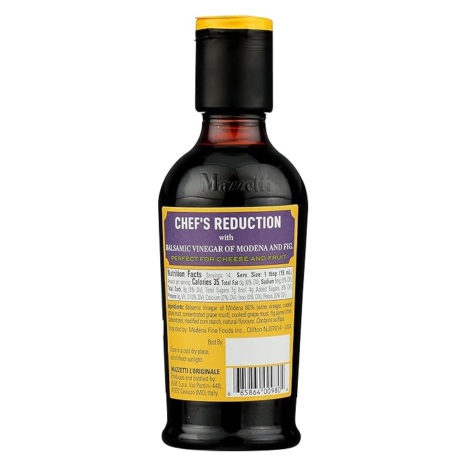 Mazzetti Fig Balsamic Vinegar Glaze of Modena PGI | Thick & Rich | Perfect for Fruit & Cheese | 7.3 Ounce Bottle (Pack of 1)