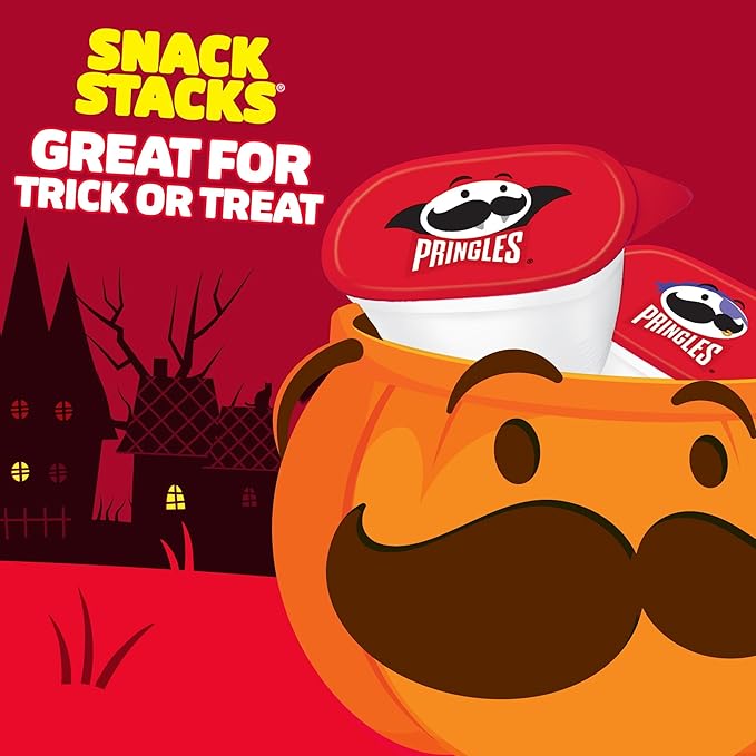 Pringles Potato Crisps Chips, Halloween Snacks, Trick or Treat, Snack Stacks, Original, 16oz Box (24 Cups)