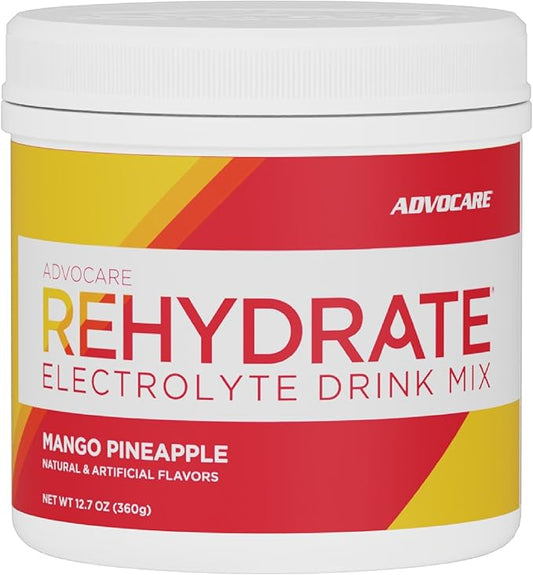 AdvoCare Rehydrate Electrolyte Drink Mix - Hydration & Recovery Drink with Sodium, Potassium & More - Mango Pineapple, 12.7 oz