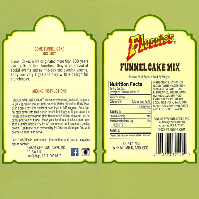 Flossie???Famous Funnel Cake Mix, 24 oz ??Resealable & Reusable Packaging, Make Authentic Carnival Funnel Cakes at Home, Just Add Water, Delicious Cake Mix