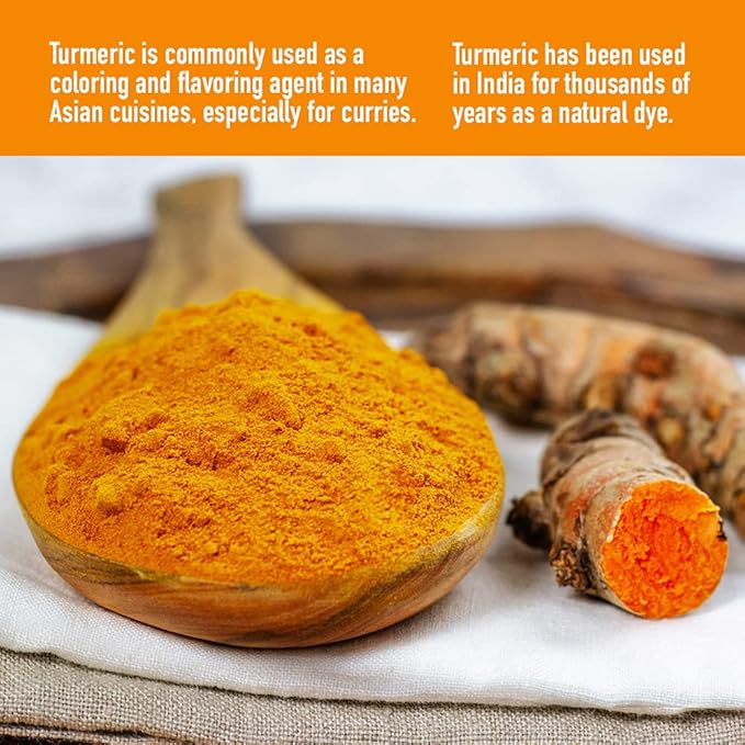 HQOExpress - USDA Certified Organic - Non GMO - Ground Turmeric Spice Powder Seasoning For Cooking - Sustainably Grown - Kosher - 18 oz. Chef Jar