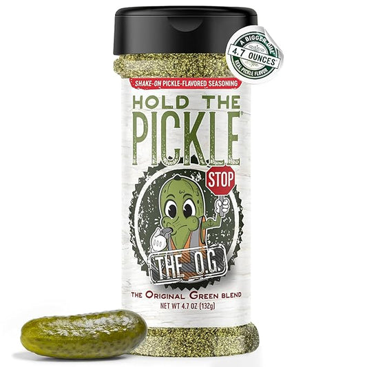 Hold The Pickle O.G. Dill Pickle Seasoning - Popcorn seasoning, Original Green Flavor Dill Pickles Seasoning for Cooking - Vegan, Non-GMO, Gluten Free, Kosher Certified, 4.7 Oz Shaker