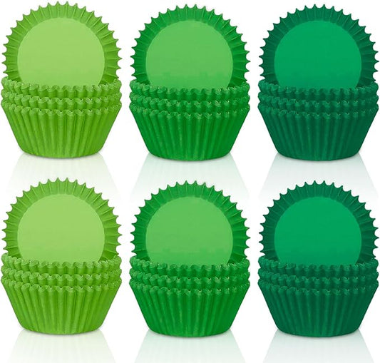 Whaline 600Pcs Green Cupcake Liners Gradient Green Print Baking Cups Holders Cupcake Wrappers Muffin Liners for Baby Shower Bridal Shower Wedding Birthday Party Decoration
