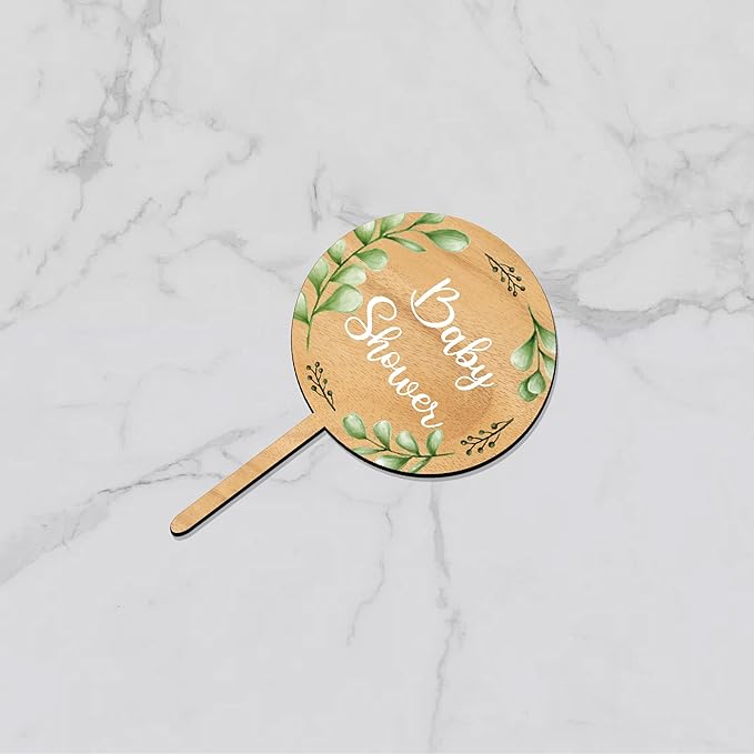 12 PCS Baby Shower Party Cupcake Toppers Oh Baby Cake Cupcake Decorations in Wood (Design A)