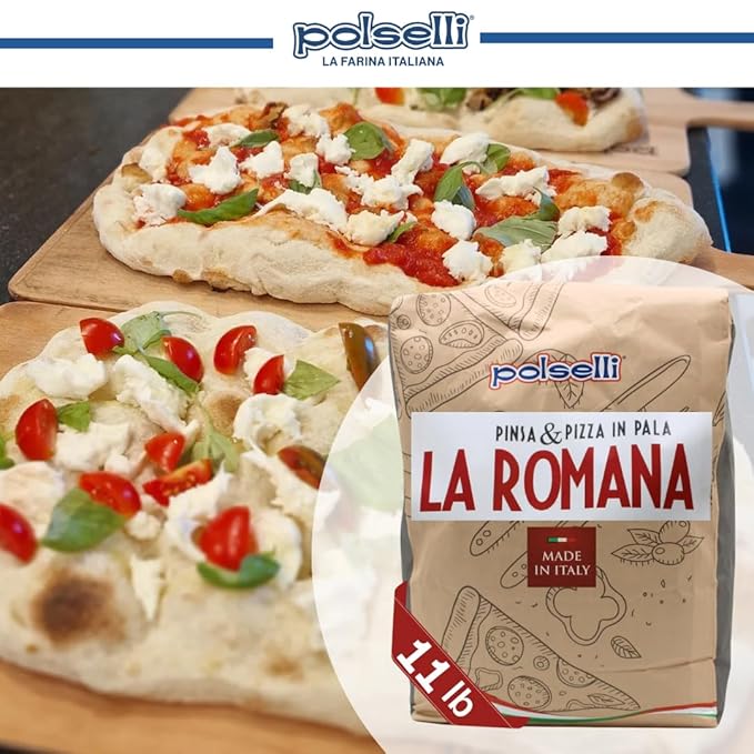 Polselli La Romana Pinsa & Pizza in Pala Flour ,11 lb ??Type 0 High-Protein Wheat & Rice Flour Blend ??Ideal for Roman-Style Pizza and Flatbread Light & Airy Crust, Crunchy Texture, Perfect for Sourdough & Artisan Baking