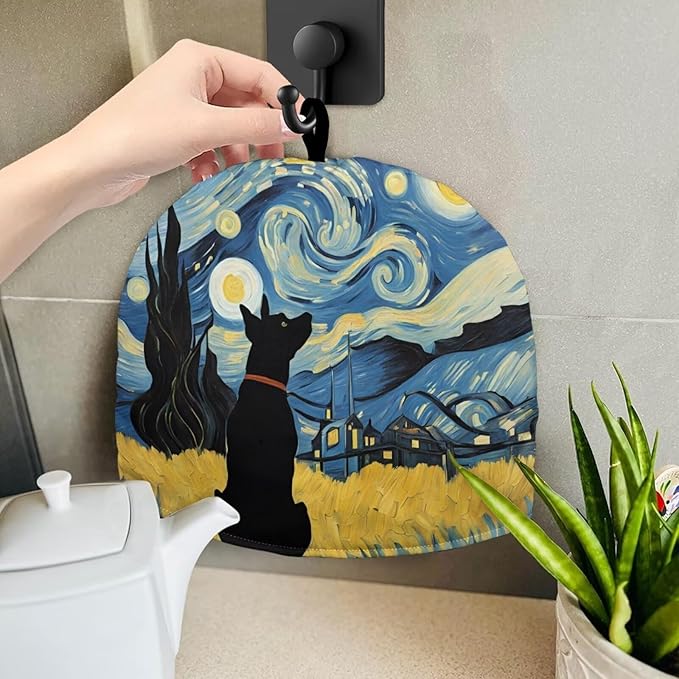 Tea Pot Cover Starry Night Dog Print Teapots Cosy Insulated Tea Cozies Home Kitchen Decoration Teapot Dust Cover Warming Tea Kettle Quilt Creative Gifts for Party