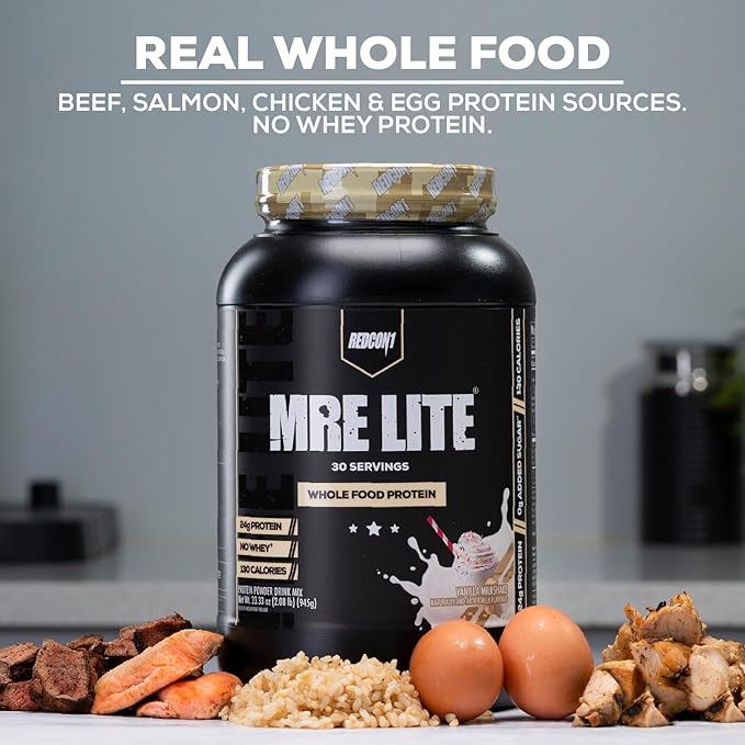 REDCON1 MRE Lite Whole Food Protein Powder, Blueberry Cobbler - Low Carb & Whey Free Meal