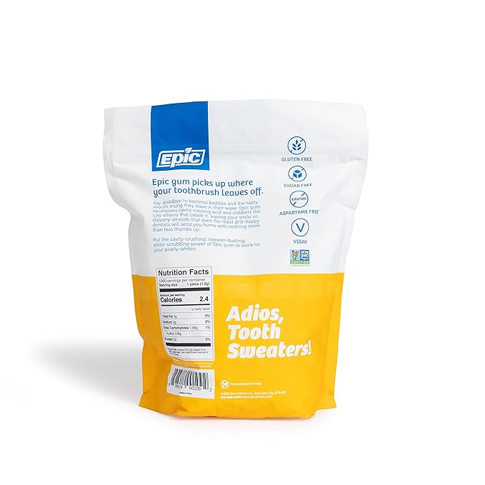 Epic 100% Xylitol Fresh Fruit Chewing Gum - Sugar Free, Aspartame Free Dental Gum - Supports Oral Health & Fresh Breath - 1000 Pieces