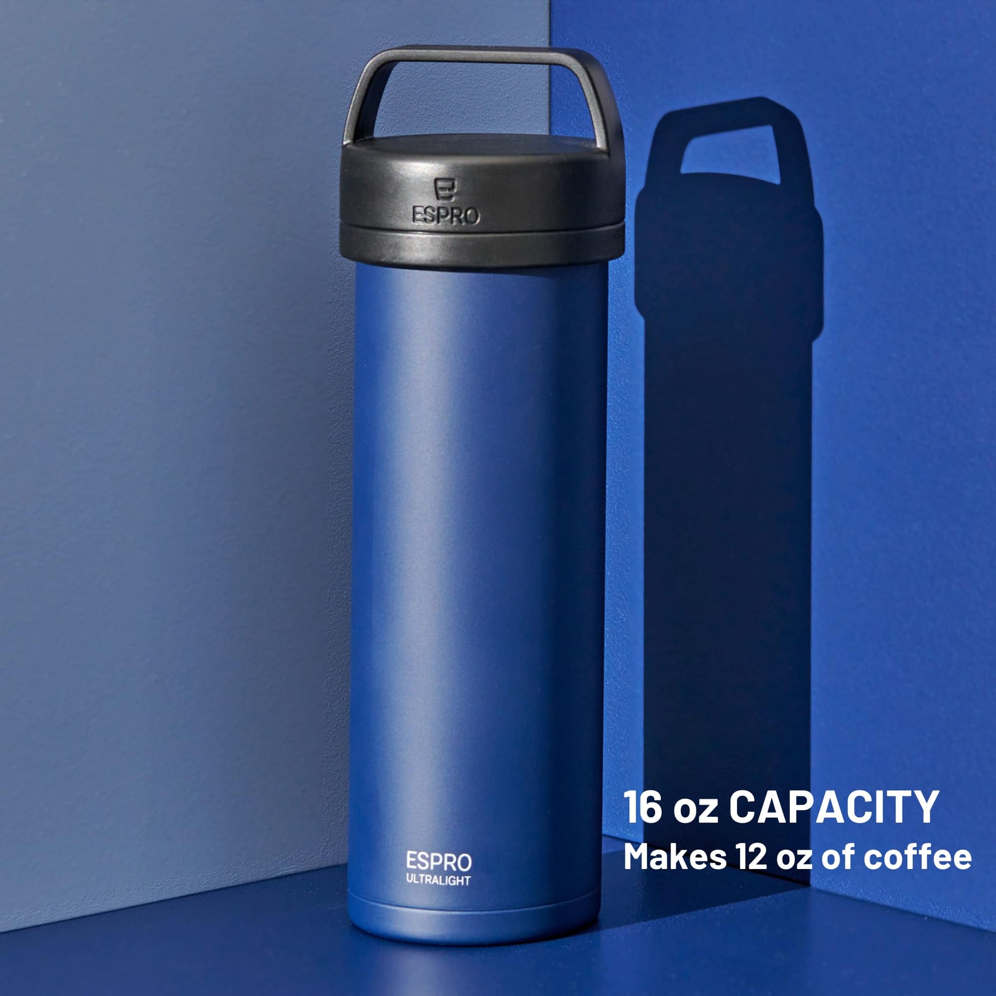 ESPRO Go P0 Ultralight French Press Coffee Maker for Travel, Vacuum Insulated Stainless Steel, 16