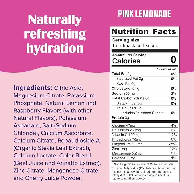 Ultima Replenisher Daily Electrolyte Powder Drink Mix ??Sugar Free ??Pink Lemonade, 20 Stickpacks ??Hydration Packets with 6 Electrolytes and Trace Minerals ??Keto Friendly, Vegan, Non-GMO