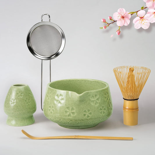 Jidkuld Matcha Whisk Set, Matcha Kit Gifts for Matcha Lovers, Mottled Green