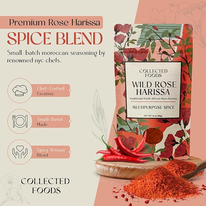 Premium Rose Harissa Spice Blend – Small-Batch Moroccan Seasoning with Chiles & Rose Petals by NYC Chefs – Great for Meats, Veggies, Stews, Marinades – 2 oz – As Seen in Bon Appétit