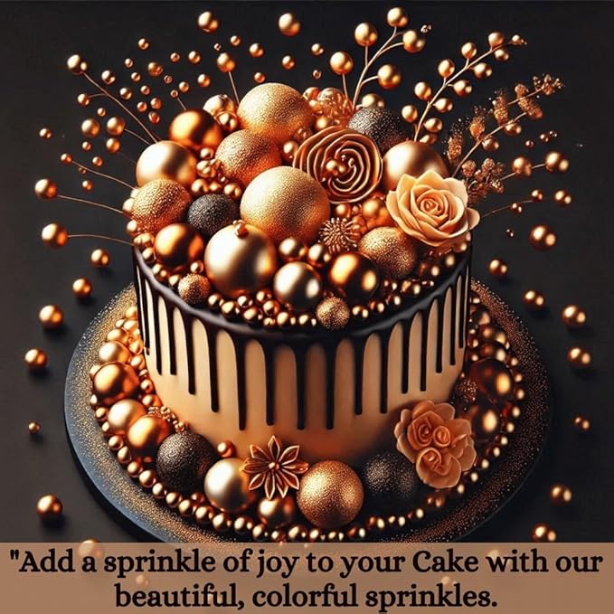 Confect Love Metallic Bronze Disco Ball Sprinkles ??Edible Pearls in Copper & Rose Gold Mix | Cake Decorating Sprinkles for Cupcakes, Cookies, Cakes & Party Desserts | Vegan, Gluten-Free, Nut-Free, Soy-Free, Dairy-Free, Palm Oil-Free- 4.2 Oz