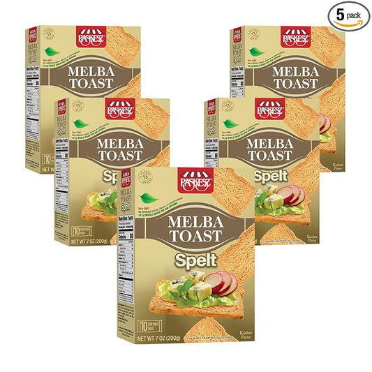 Only Kosher Candy Spelt Melba Toast Flatbread Crackers Kosher Parve with No Artificial Flavor, Fresh Natural Ingredients, Kosher Certified Delicious Snack Crackers (Pack of 5)