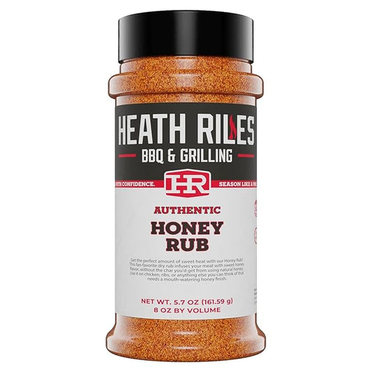 Heath Riles BBQ Rub - Honey Seasoning, Champion Pitmaster Recipe, Legendary BBQ Rubs For Smoking & Grilling, 70+ BBQ Championships, 8 oz.