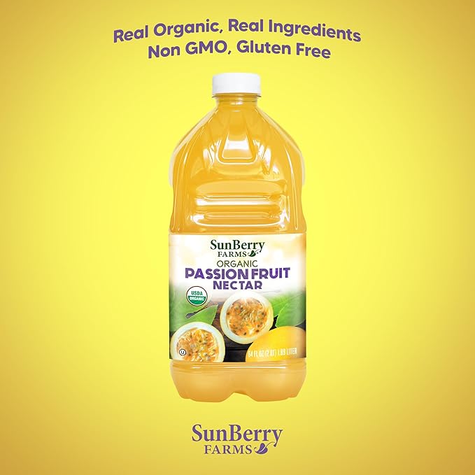 Sunberry Farms Organic Passion Fruit Nectar, Gluten Free, non-GMO, All Natural (64 Fl oz, Passion Fruit)