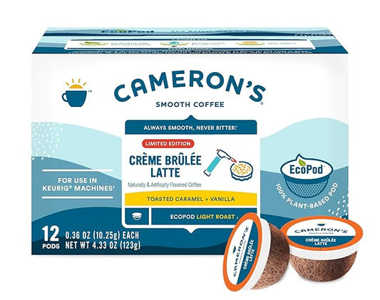 Cameron's Coffee Holiday Single Serve Pods, Flavored, Crème Brulee Latte, 12 Count (Pack of 1)