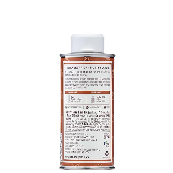 La Tourangelle, Toasted Pumpkin Seed Oil, Great for Cooking, Salad Dressings, Pastas, and Spreads, Health and Beauty Oil, 8.45 Fl Oz