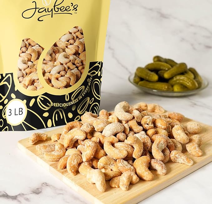 Dill Pickle Cashews 3 Pounds | Gourmet Roasted Cashews ??Tangy, Savory, and Crunchy Snack ??High-Protein, Vegan Friendly ??Perfect for Snacking, Gifting, and Meal Prep | Jaybee's Nuts