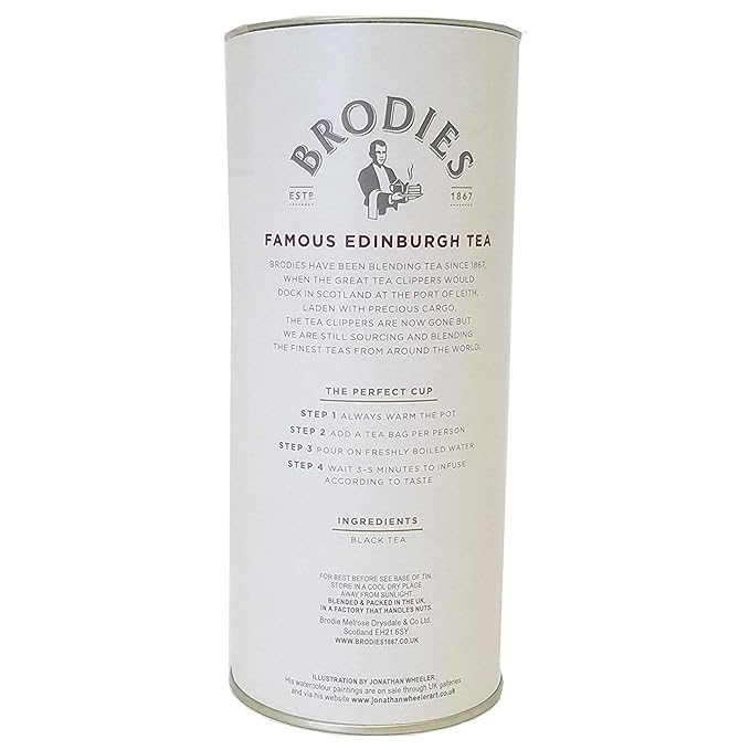 Brodies Tea, Famous Edinburgh Tea, Black Tea Imported from Scotland, Canister of 50 Bags (Pack of 1)